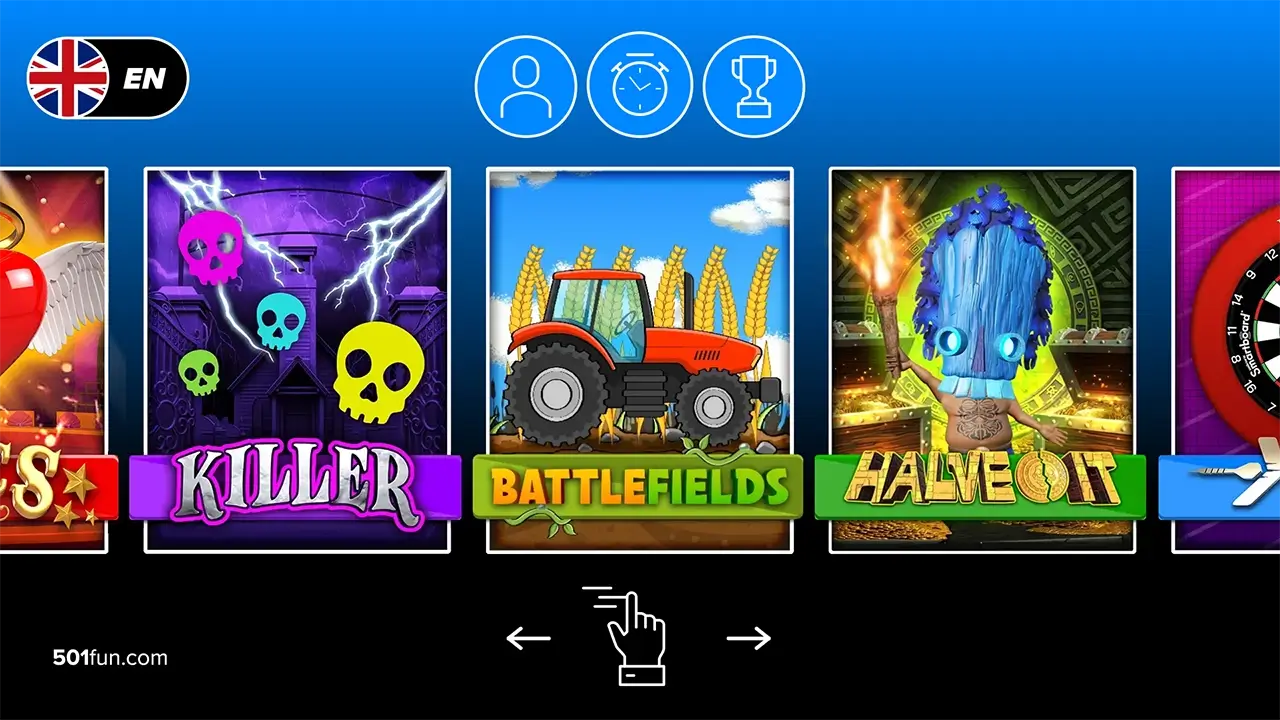 Augmented Reality Game Selection menu atAirport Bowl Heathrow